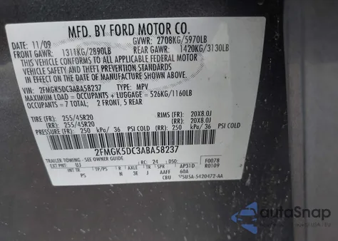 2010 Ford Flex Limited z USA, uszkodzony, nr VIN 2FMGK5DC3ABA58237
